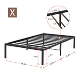PrimaSleep 18 Inch Tall Heavy Duty Steel Slat Bed Frame/Anti-Slip Support/Easy Assembly Mattress Foundation/No Noise/No Box Spring Needed/Full/Black